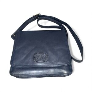 Vintage St Michael Marks And Spencer Navy Blue Shoulder Bag Flap Closure